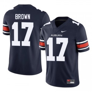 Durable Byrum Brown #17 AU Navy Jersey | Men University Football Stitched Fan Gear 67715084
