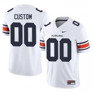 White Custom #00 AU Tigers Jersey | Men High School Football Moisture Wicking Embroidery 65608340