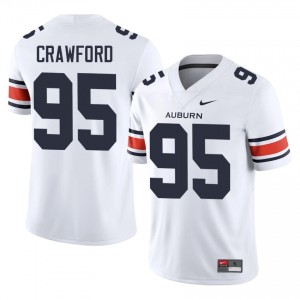 AU Jourdin Crawford #95 White Jersey | Genuine Embroidery NCAA Football Men Apparel 38138196