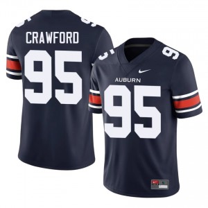 #95 Jourdin Crawford Auburn War Eagles Navy Jersey | Elite Stitched Men Player Football Gear 95078272