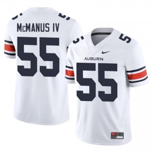 #55 Kenneth McManus IV AU Tigers White Jersey | Alumni Embroidery Men Player Football Gear 58883107