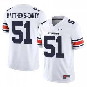 Michael Matthews-Canty #51 AU Tigers Jersey | Gameday White College Football Men Embroidery 43809964