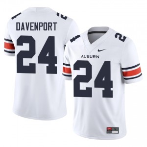 AU Tigers Nykahi Davenport #24 White Jersey | Genuine Embroidery NCAA Football Men Apparel 82221997