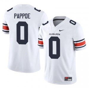 White Owen Pappoe #0 AU Tigers Jersey | Men High School Football Moisture Wicking Embroidery 92867738