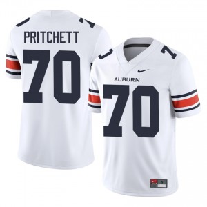 Auburn Athletics Parker Pritchett #70 White Jersey | Genuine Embroidery NCAA Football Men Apparel 75992648