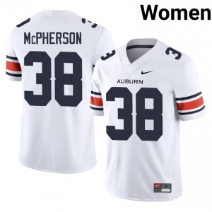 White Alex McPherson #38 Auburn War Eagles Jersey | Women High School Football Licensed Stitch 18628516