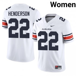 #22 Alvin Henderson AU Tigers White Jersey | Alumni Stitch Women Player Football Gear 84132396