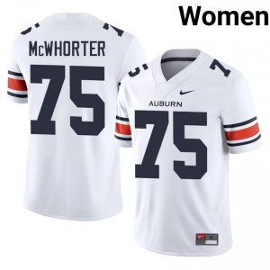 #75 Bear McWhorter Auburn Tigers White Jersey | Authentic Stitch Women Player Football Gear 85942104