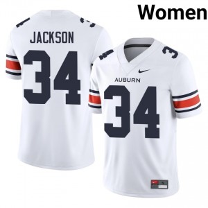 #34 Bo Jackson AU Tigers White Jersey | Authentic Stitch Women Player Football Gear 45470576