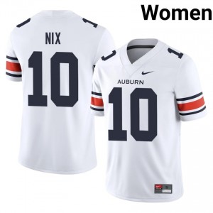 Auburn Tigers Bo Nix #10 White Jersey | Pro Cut Stitch NCAA Football Women Apparel 50753769