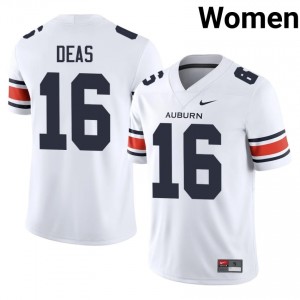 #16 Bryce Deas AU Tigers White Jersey | Authentic Stitch Women Player Football Gear 86151820