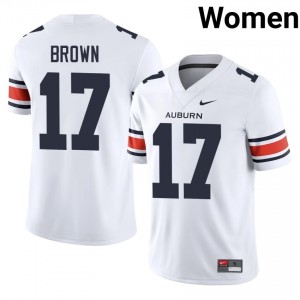 Byrum Brown #17 Auburn War Eagles Jersey | Iconic White College Football Women Stitch 95140279