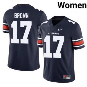 Auburn Tigers Byrum Brown #17 Navy Jersey | Essential Embroidery NCAA Football Women Apparel 33098000