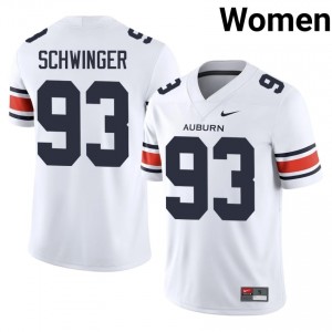 #93 Charley Schwinger AU Tigers White Jersey | Alumni Stitch Women Player Football Gear 18343360