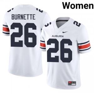 Christian Burnette #26 Auburn Tigers Jersey | Iconic White College Football Women Stitch 88565197