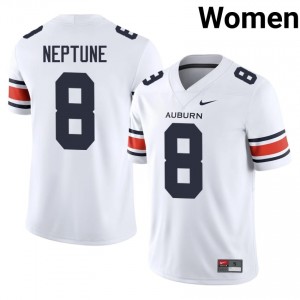 Elite Thread Christian Neptune #8 AU Tigers White Jersey | Women University Football Stitch Fan Gear 51519443