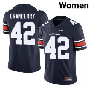 Navy Coleman Granberry #42 AU Tigers Jersey | Women High School Football Limited Embroidery 64350092