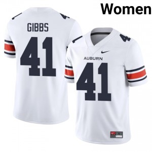 AU Tigers Connor Gibbs #41 White Jersey | Genuine Stitch NCAA Football Women Apparel 85563441