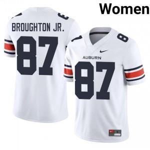 DJ Broughton Jr. #87 AU Tigers Jersey | Iconic White College Football Women Stitch 14366364