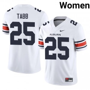 Damonte Tabb #25 AU Tigers Jersey | Iconic White College Football Women Stitch 11096098