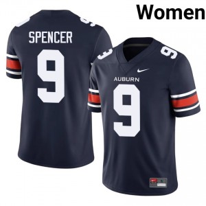 AU Tigers DeShawn Spencer #9 Navy Jersey | Essential Embroidery NCAA Football Women Apparel 60719153