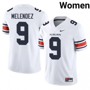 Auburn Tigers Elijah Melendez #9 White Jersey | Pro Cut Stitch NCAA Football Women Apparel 95552718