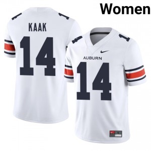 Hudson Kaak #14 AU Tigers Jersey | Iconic White College Football Women Stitch 45913807