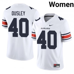 Elite Thread Hunter Ousley #40 AU White Jersey | Women University Football Stitch Fan Gear 92976122