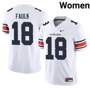 Officially Licensed J.J. Faulk #18 Auburn War Eagles White Jersey | Women University Football Stitch Fan Gear 70560080