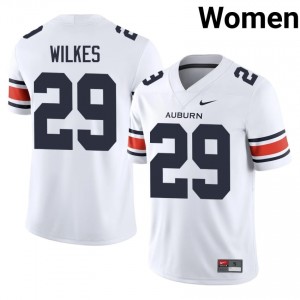 White Jaquez Wilkes #29 Auburn Tigers Jersey | Women High School Football Moisture Wicking Stitch 97822703