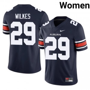 Durable Jaquez Wilkes #29 AU Tigers Navy Jersey | Women University Football Embroidery Fan Gear 38762406