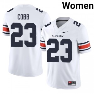 White Jeremiah Cobb #23 Auburn Tigers Jersey | Women High School Football Licensed Stitch 72963632