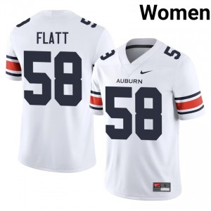 White John Henry Flatt #58 AU Tigers Jersey | Women High School Football Licensed Stitch 11331932