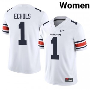 #1 Jonathan Echols AU Tigers White Jersey | Authentic Stitch Women Player Football Gear 82491698