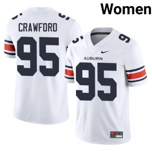 White Jourdin Crawford #95 Auburn Tigers Jersey | Women High School Football Licensed Stitch 48271488