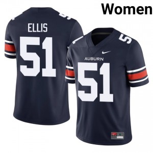 Auburn Tigers Kail Ellis #51 Navy Jersey | Premium Embroidery NCAA Football Women Apparel 21676560