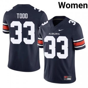 Auburn War Eagles Kamari Todd #33 Navy Jersey | Premium Embroidery NCAA Football Women Apparel 16581993