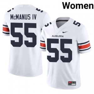 Officially Licensed Kenneth McManus IV #55 AU Tigers White Jersey | Women University Football Stitch Fan Gear 60132715