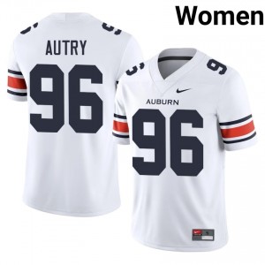 Elite Thread Malik Autry #96 Auburn War Eagles White Jersey | Women University Football Stitch Fan Gear 21124948