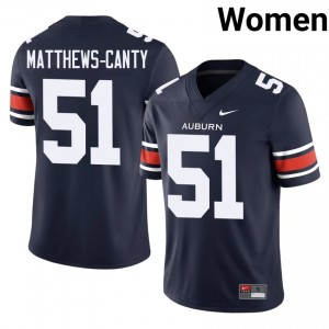 Navy Michael Matthews-Canty #51 Auburn War Eagles Jersey | Women High School Football Limited Embroidery 14918722