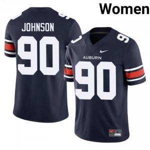 #90 Nate Johnson AU Tigers Navy Jersey | Elite Embroidery Women Player Football Gear 37595206