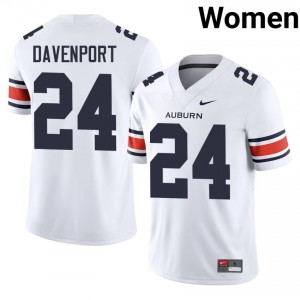 White Nykahi Davenport #24 AU Jersey | Women High School Football Licensed Stitch 49317471