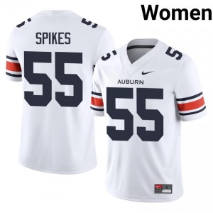 AU Tigers Takeo Spikes #55 White Jersey | Genuine Stitch NCAA Football Women Apparel 19244042