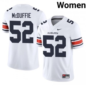 AU William Grier McDuffie #52 White Jersey | Pro Cut Stitch NCAA Football Women Apparel 45104920