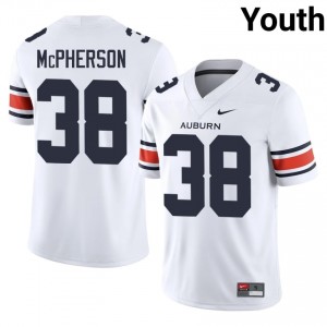 Alex McPherson #38 AU Tigers Jersey | Gameday White College Football Youth Stitched 42371100
