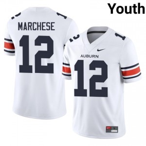 #12 Brady Marchese Auburn War Eagles White Jersey | Authentic Stitched Youth Player Football Gear 46624500