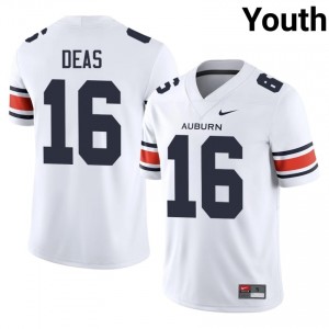 Elite Thread Bryce Deas #16 AU Tigers White Jersey | Youth University Football Stitched Fan Gear 81060420