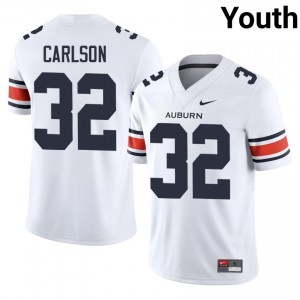 AU Cade Carlson #32 White Jersey | Genuine Stitched NCAA Football Youth Apparel 92485749