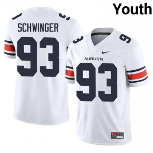 Officially Licensed Charley Schwinger #93 AU Tigers White Jersey | Youth University Football Stitched Fan Gear 56415128