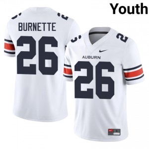 #26 Christian Burnette Auburn Tigers White Jersey | Alumni Stitched Youth Player Football Gear 25216889